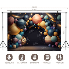 LB0524 Balloons Garland Astronaut Space Backdrop