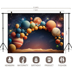 LB0529 Balloons Garland Astronaut Space Backdrop