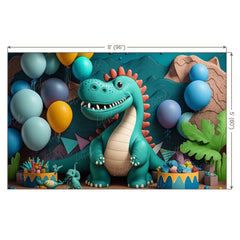 LB0531 Balloons Garland Dinosaur Backdrop