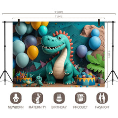 LB0531 Balloons Garland Dinosaur Backdrop