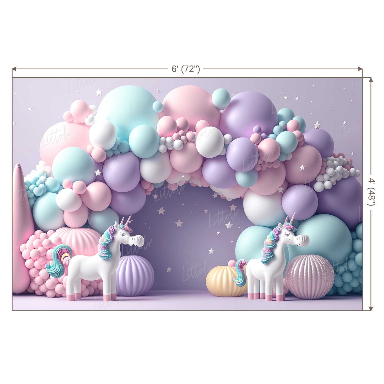 LB0532 Balloons Garland Unicorn Backdrop