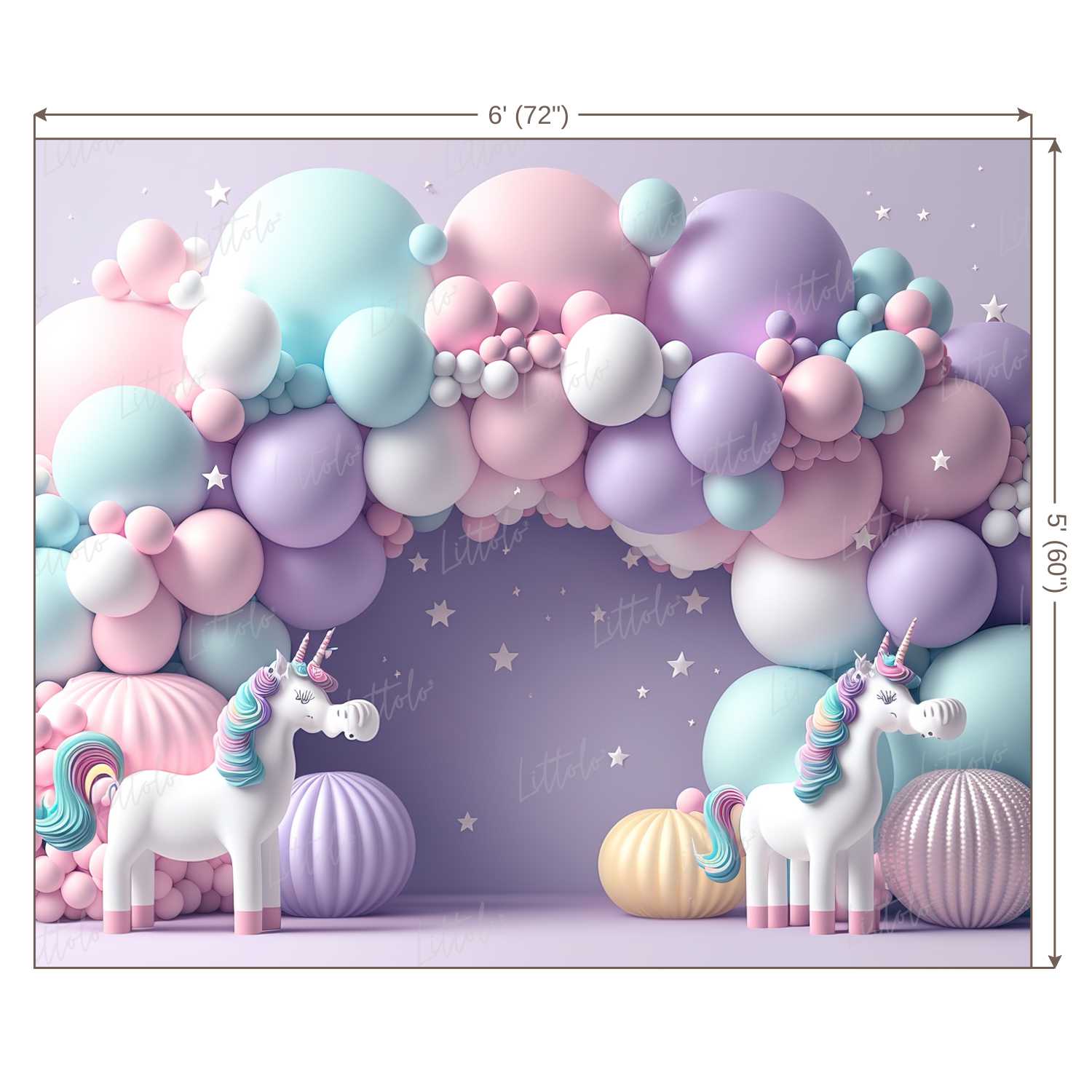 LB0532 Balloons Garland Unicorn Backdrop