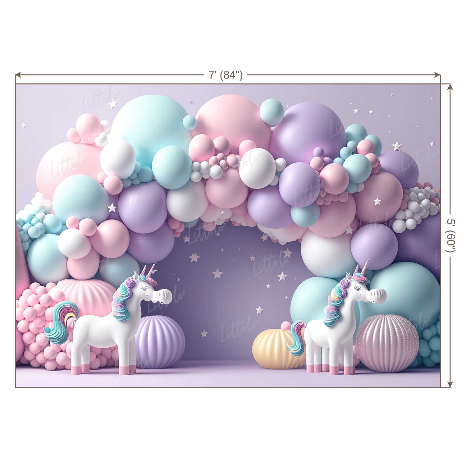 LB0532 Balloons Garland Unicorn Backdrop