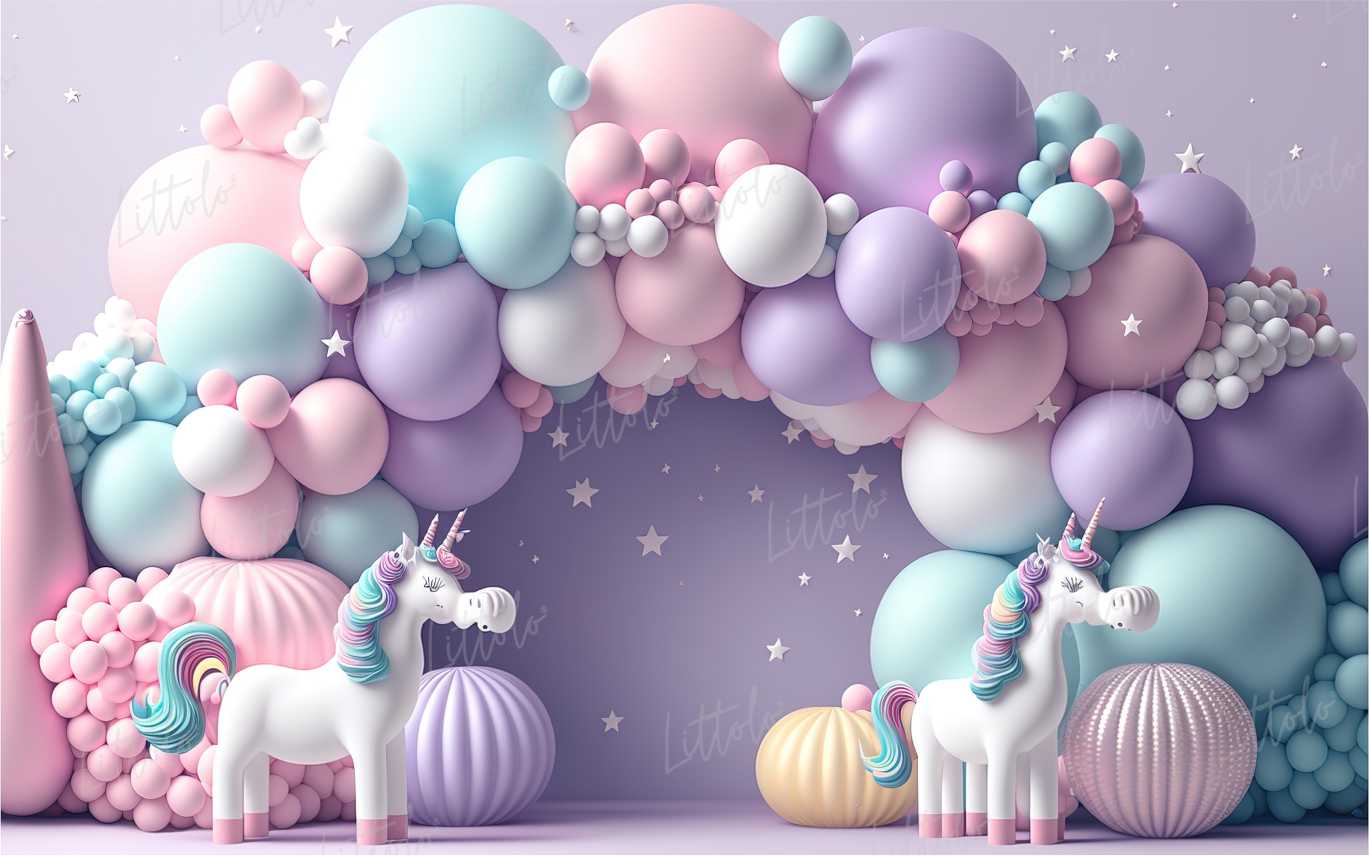 LB0532 Balloons Garland Unicorn Backdrop