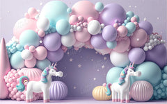 LB0532 Balloons Garland Unicorn Backdrop