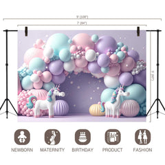 LB0532 Balloons Garland Unicorn Backdrop