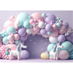 LB0532 Balloons Garland Unicorn Backdrop