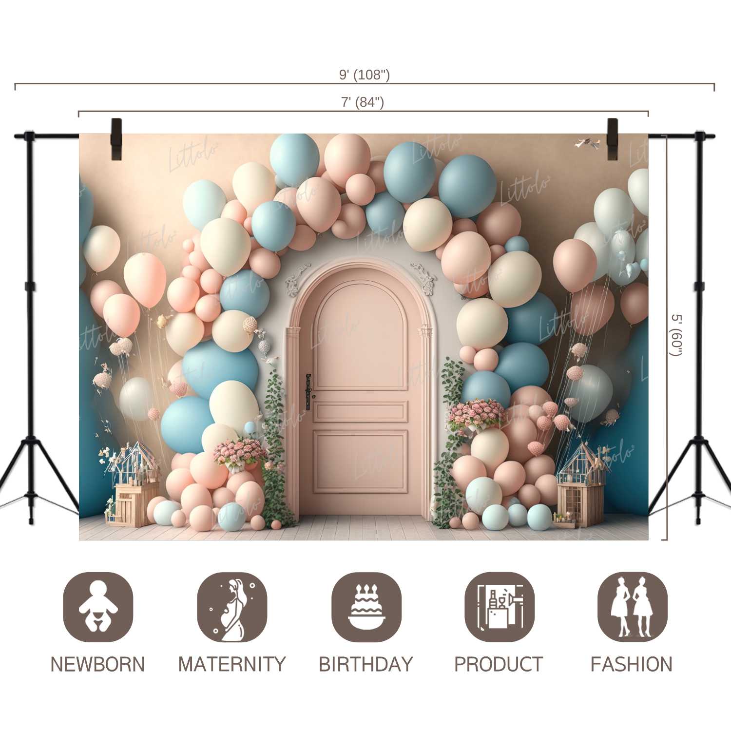 LB0534 Balloons Garland Doorway Backdrop