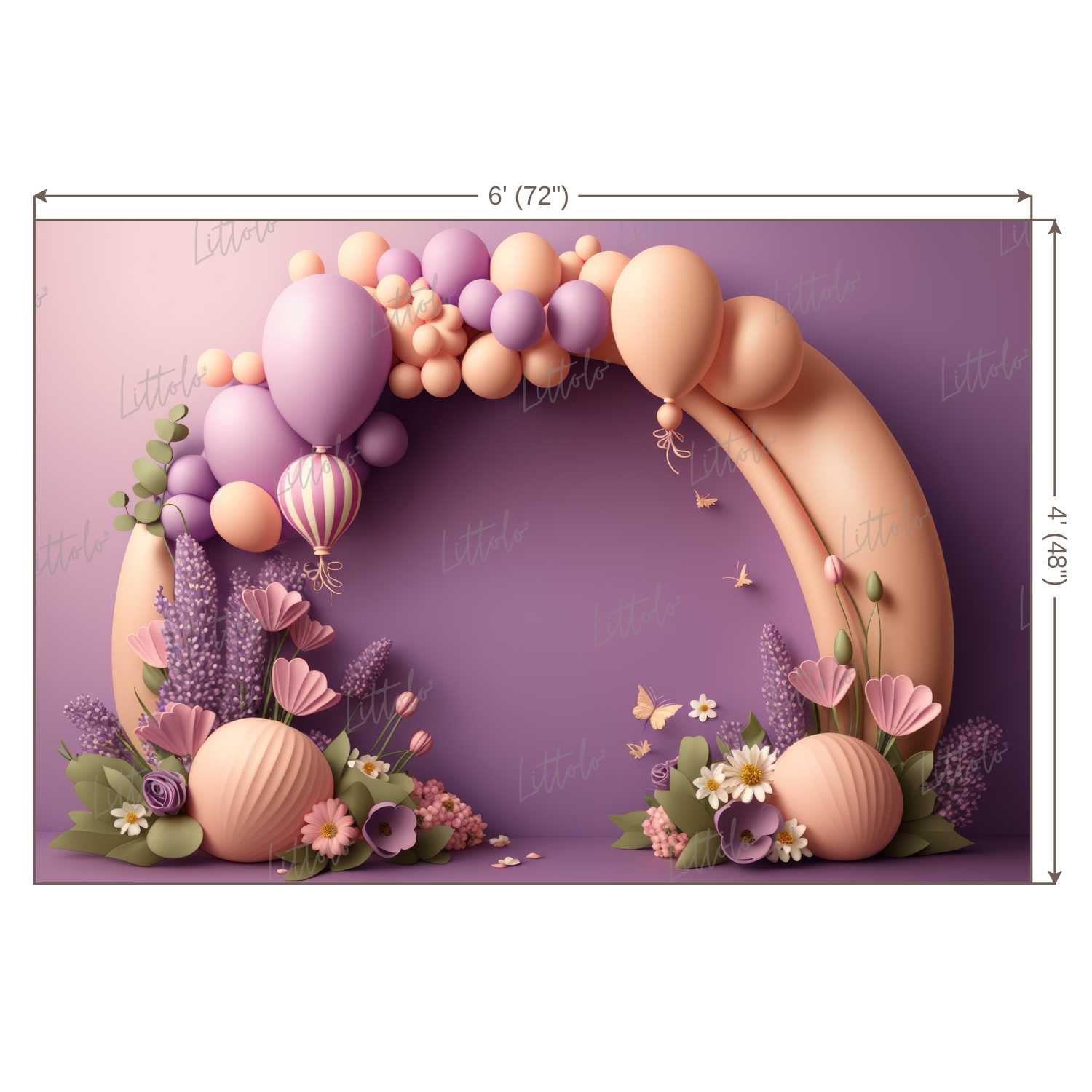 LB0539 Balloons Garland Floral Backdrop