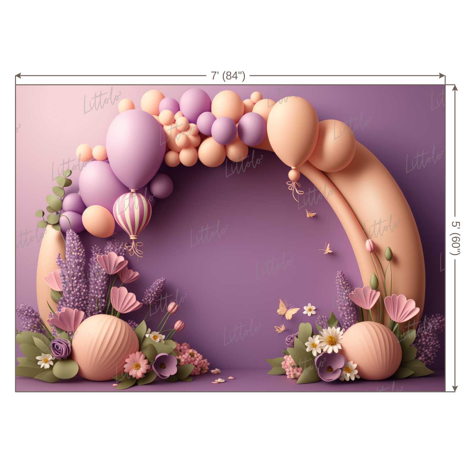 LB0539 Balloons Garland Floral Backdrop