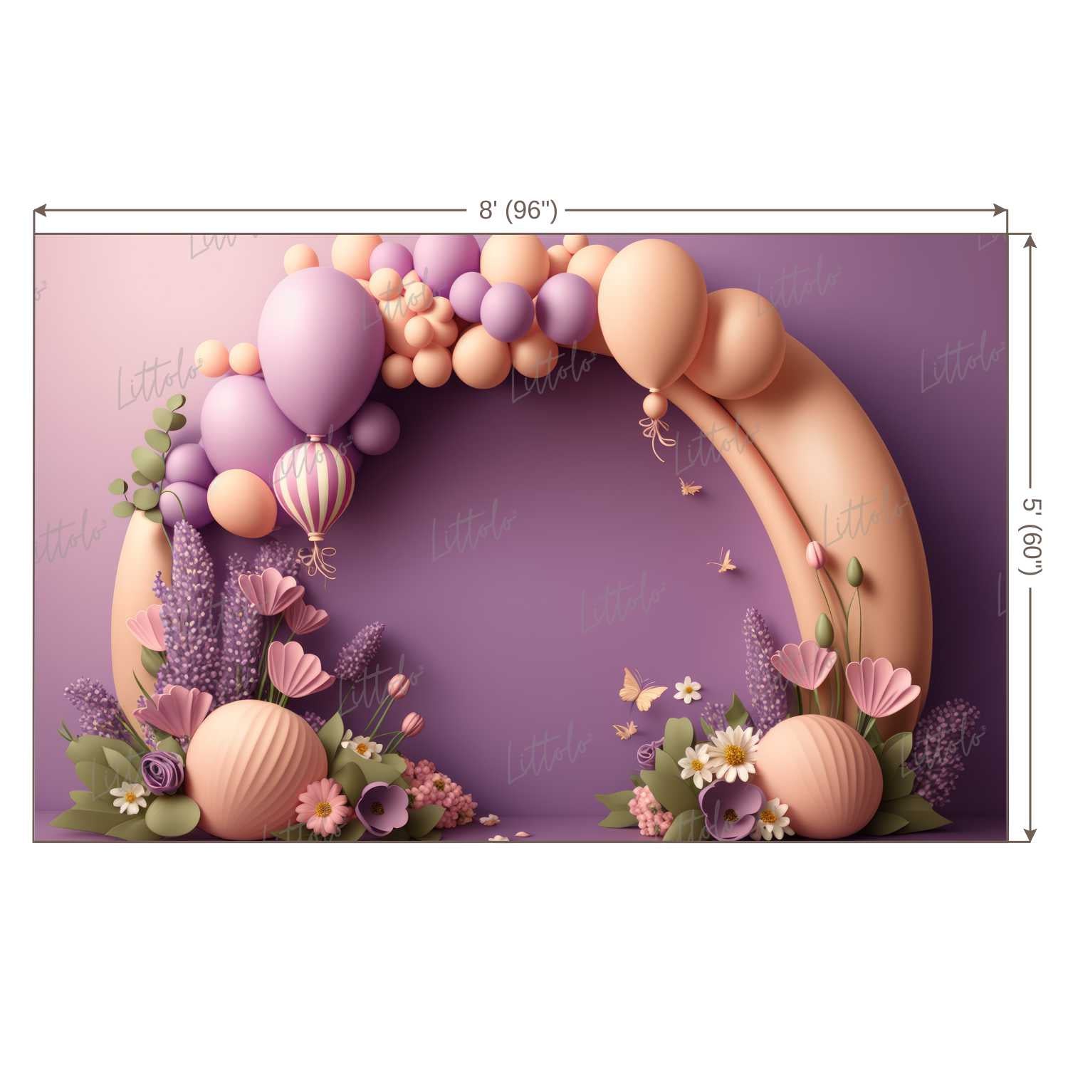 LB0539 Balloons Garland Floral Backdrop