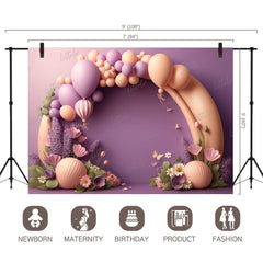 LB0539 Balloons Garland Floral Backdrop