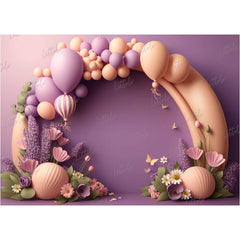 LB0539 Balloons Garland Floral Backdrop