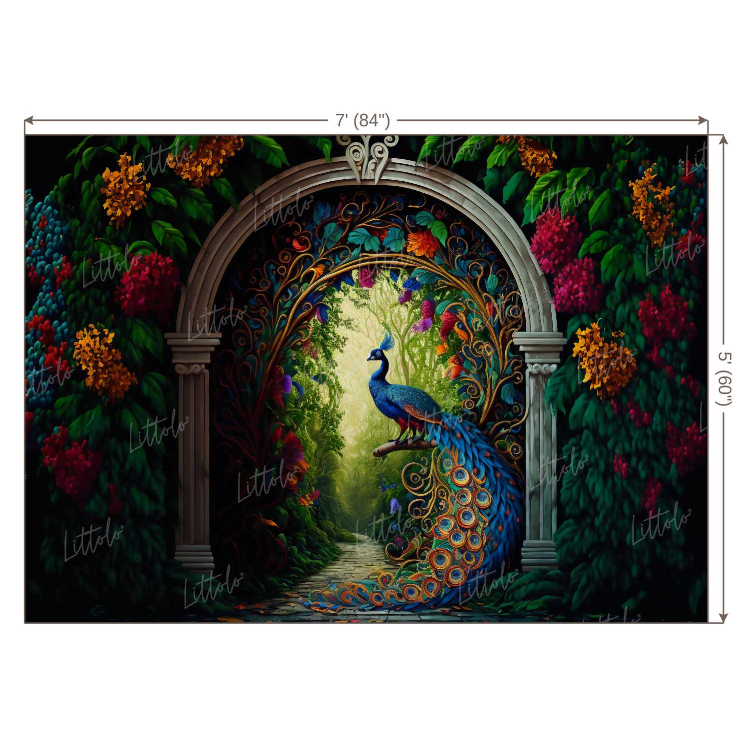 LB0551 Enchanted Doorway Peacock Krishna Backdrop