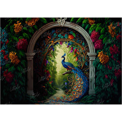 LB0551 Enchanted Doorway Peacock Krishna Backdrop