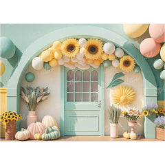 LB0553 Balloons Garland Sunflower Backdrop