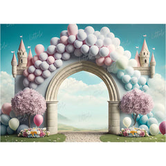 LB0557 Balloons Garland Castle Backdrop