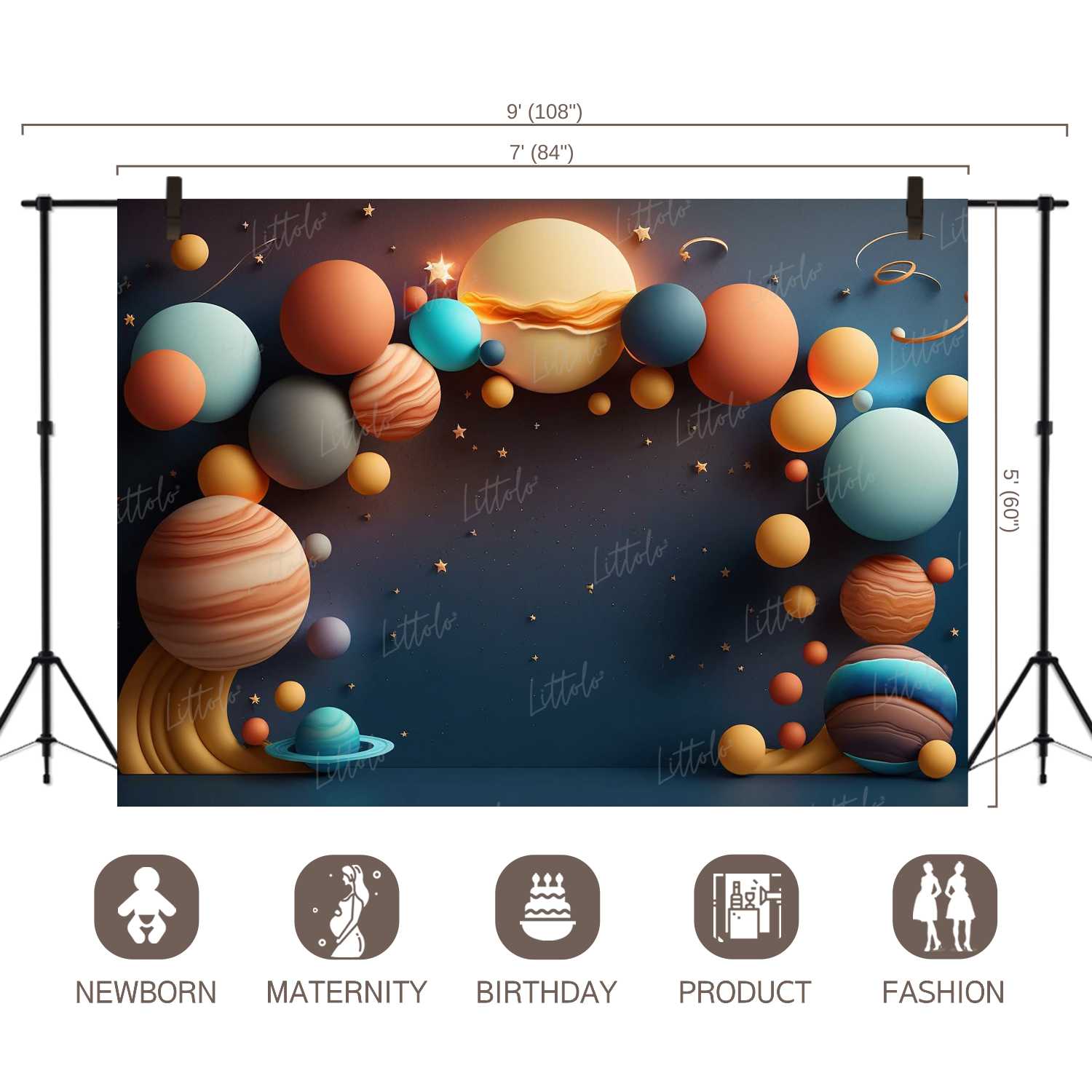 LB0561 Balloons Garland Astronaut Space Backdrop