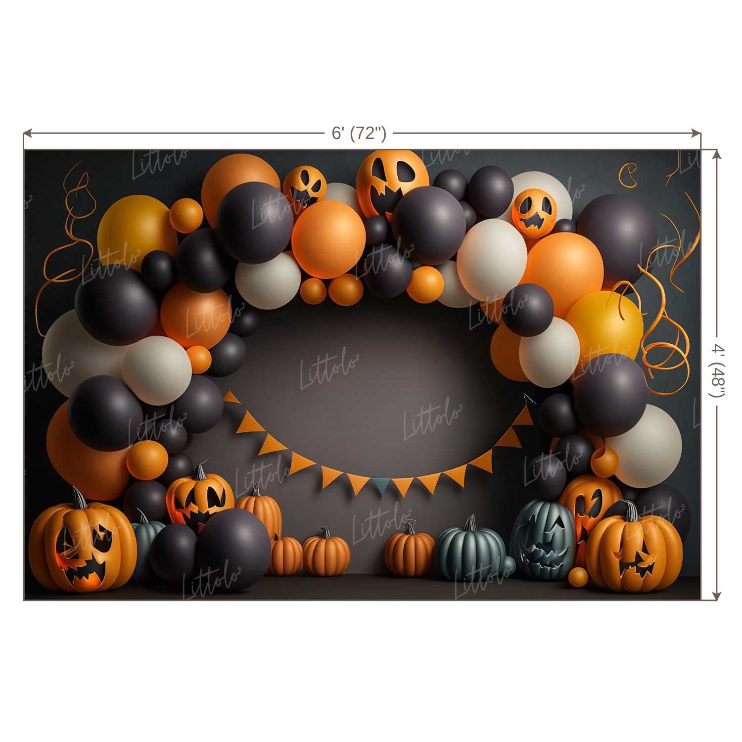 LB0562 Balloons Garland Halloween Backdrop