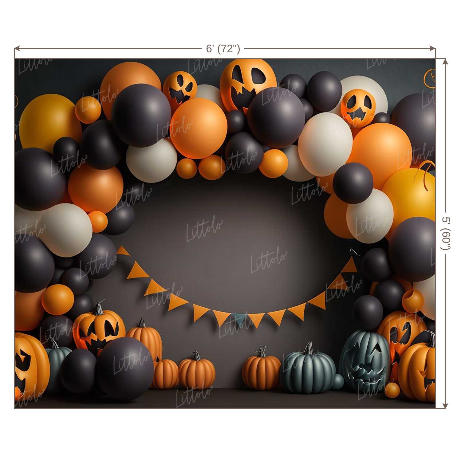 LB0562 Balloons Garland Halloween Backdrop