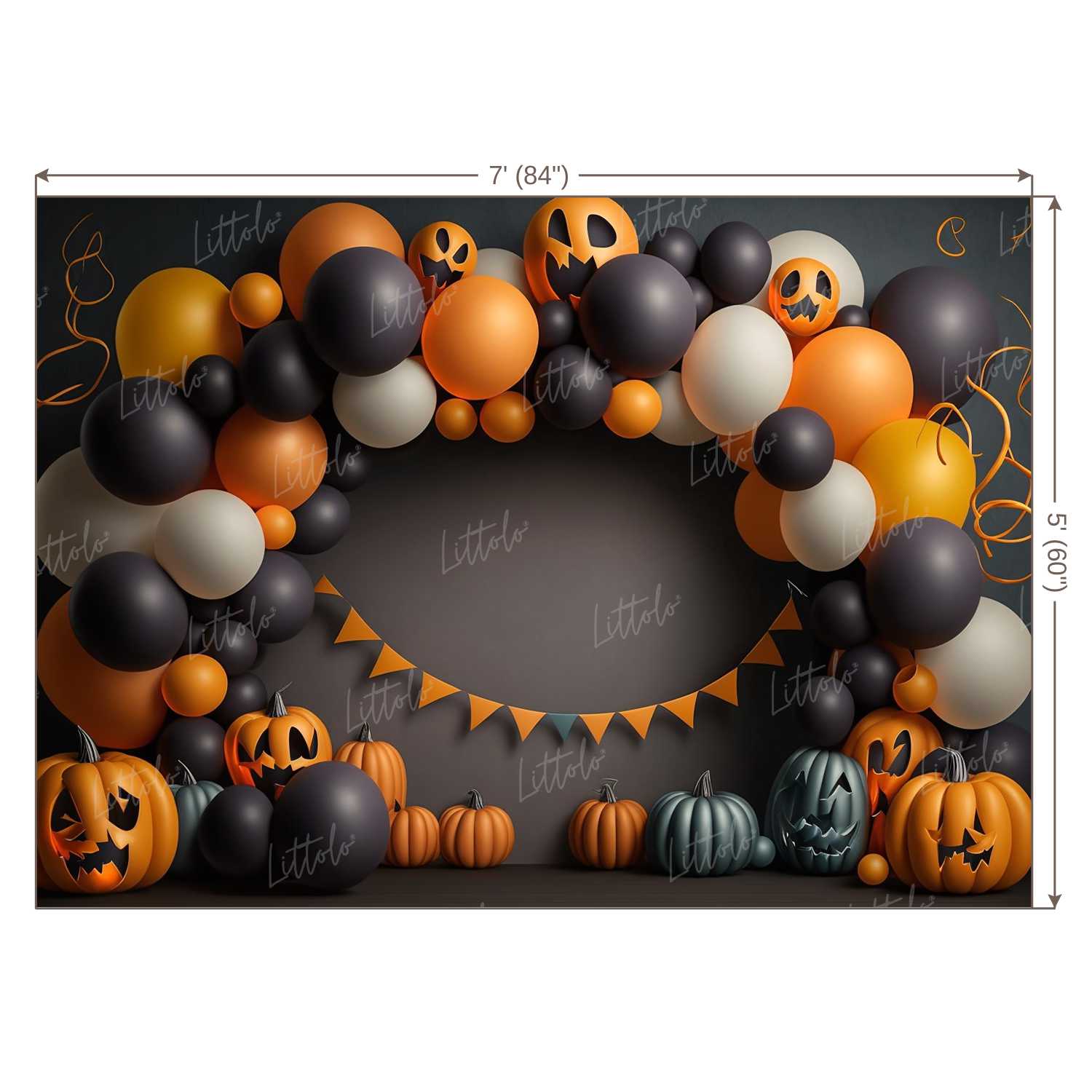 LB0562 Balloons Garland Halloween Backdrop