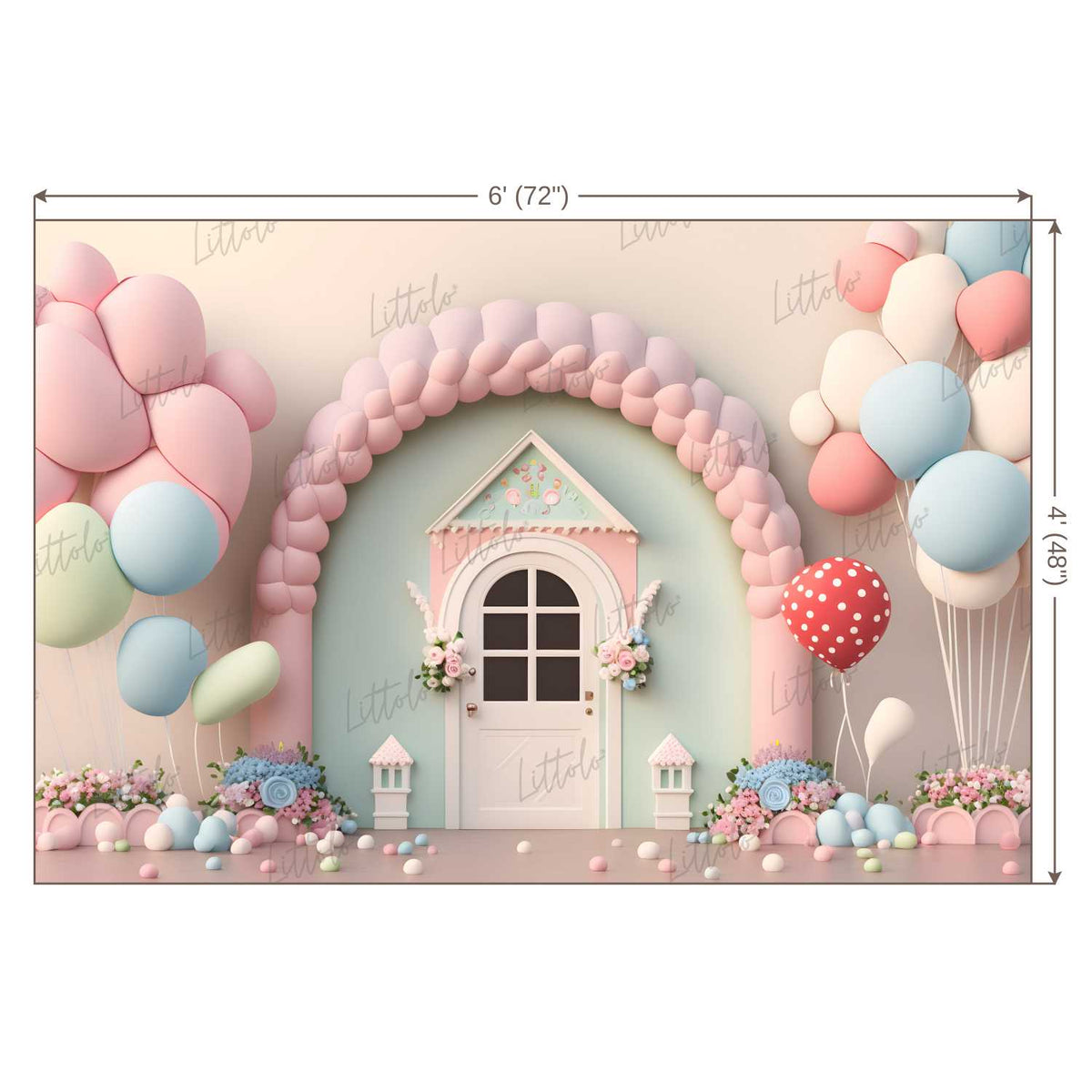 LB0564 Balloons Garland Fairyland Backdrop