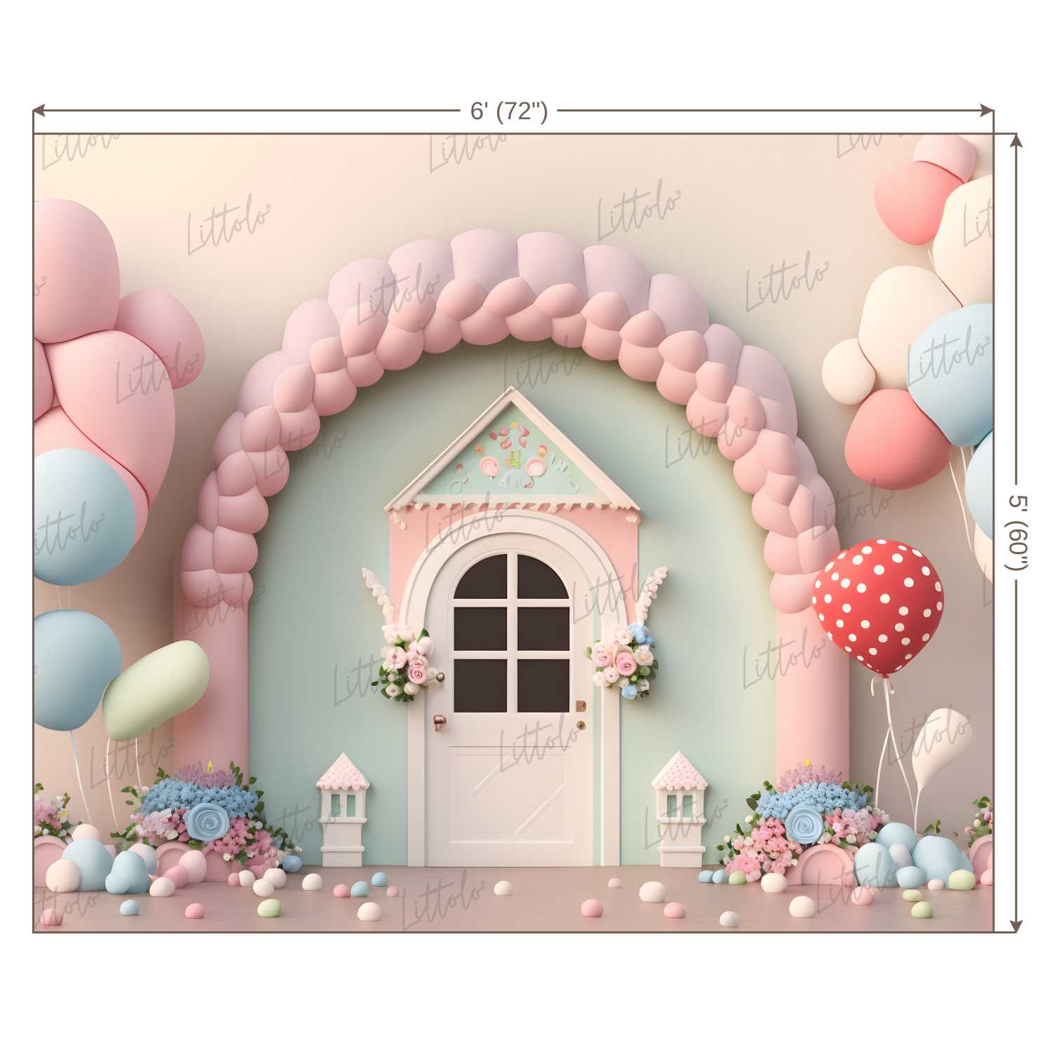 LB0564 Balloons Garland Fairyland Backdrop