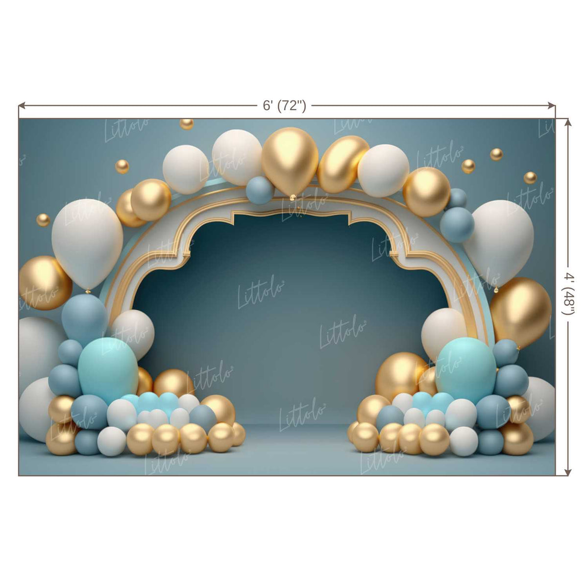 LB0566 Balloons Garland Princess &amp; Prince Backdrop