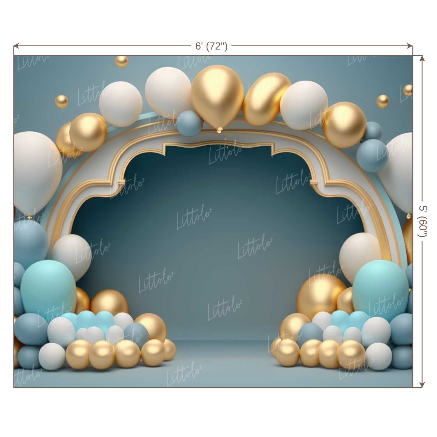 LB0566 Balloons Garland Princess &amp; Prince Backdrop