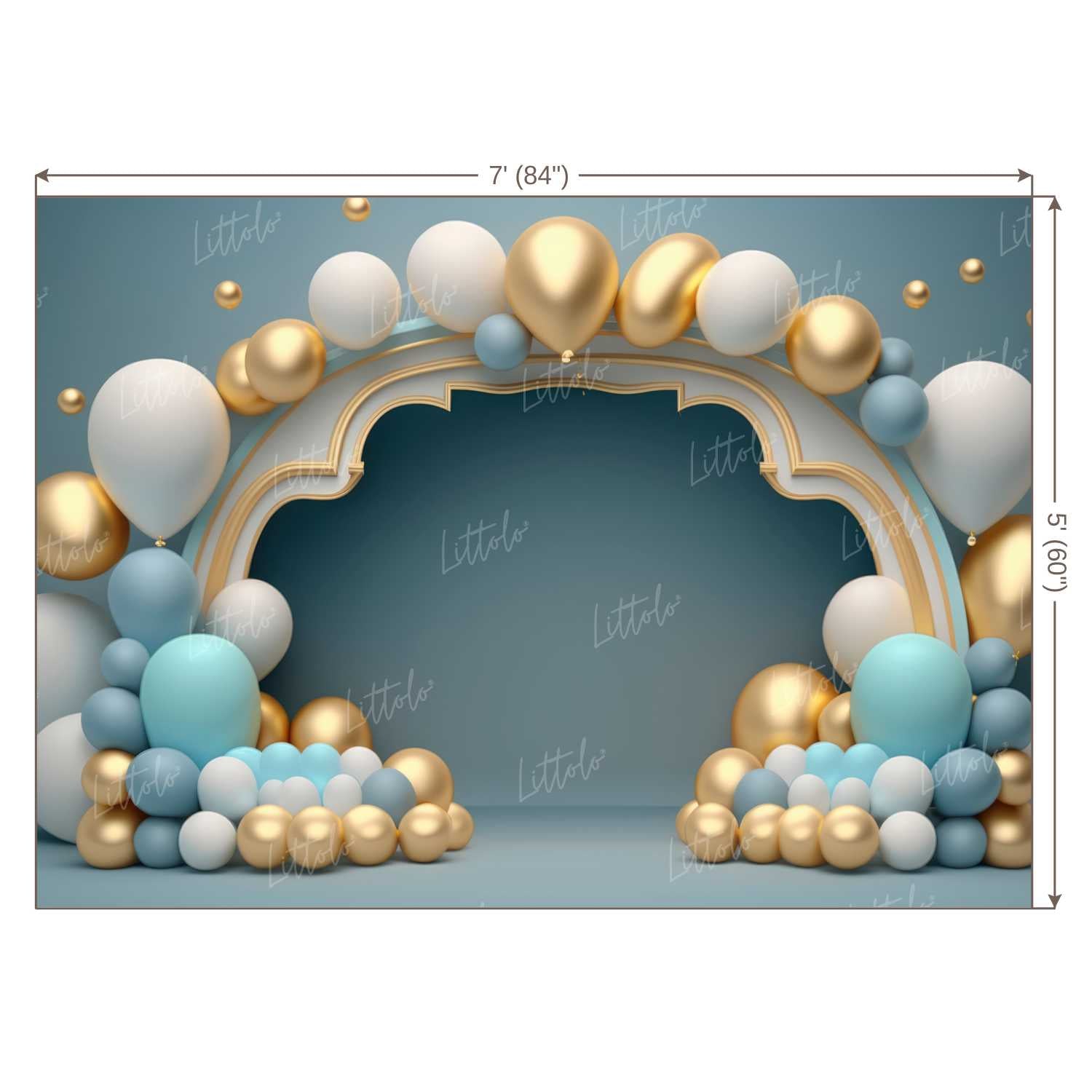 LB0566 Balloons Garland Princess &amp; Prince Backdrop