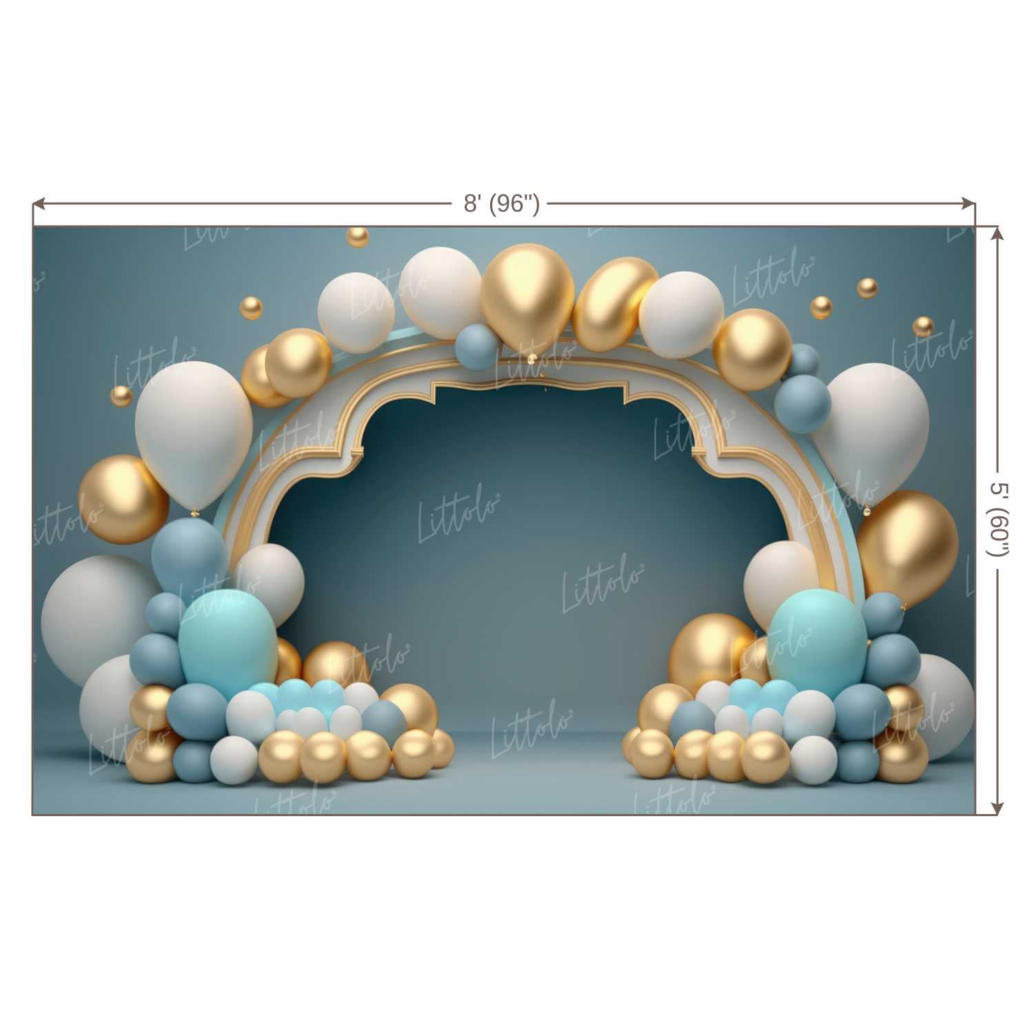 LB0566 Balloons Garland Princess &amp; Prince Backdrop