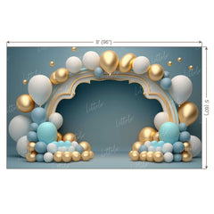 LB0566 Balloons Garland Princess &amp; Prince Backdrop