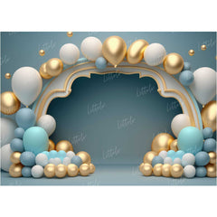 LB0566 Balloons Garland Princess &amp; Prince Backdrop