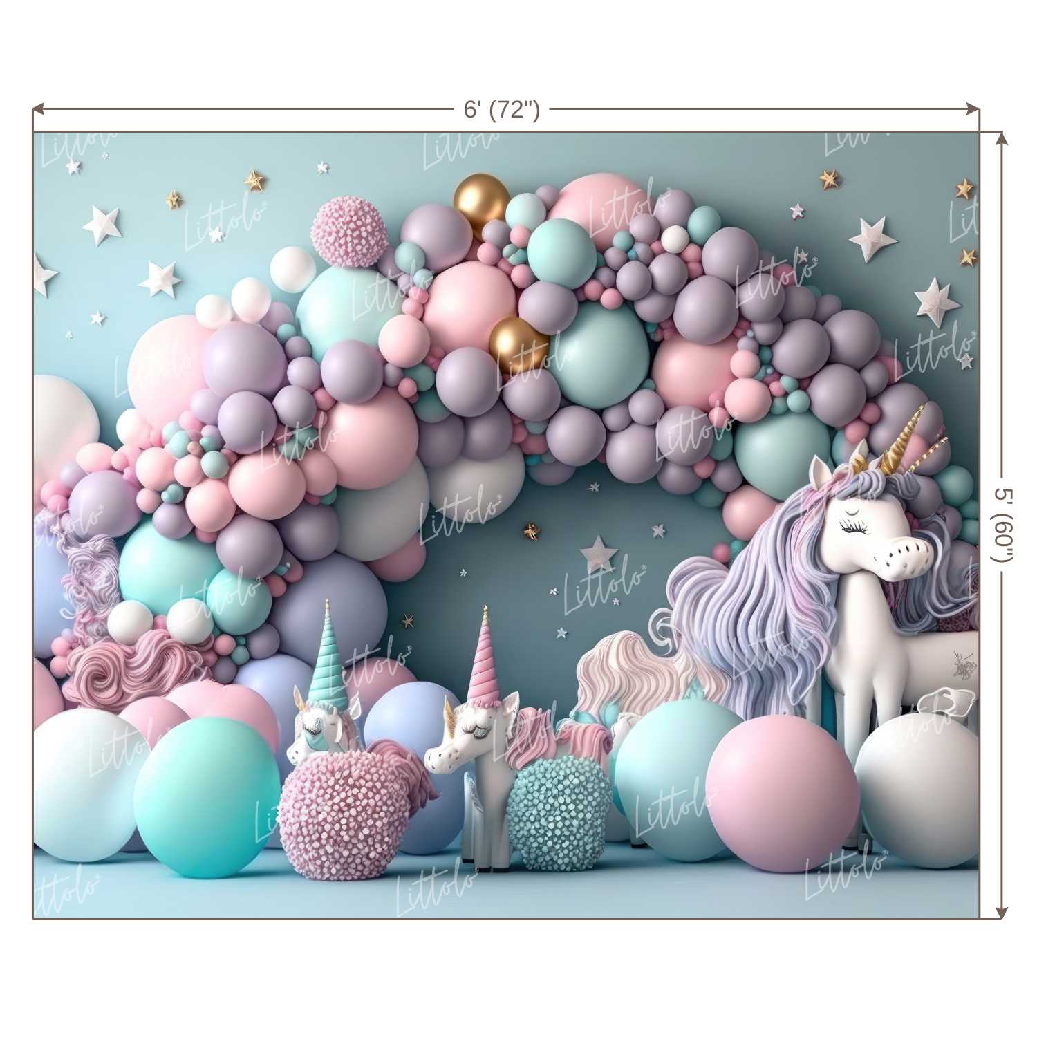 LB0569 Balloons Garland Unicorn Backdrop