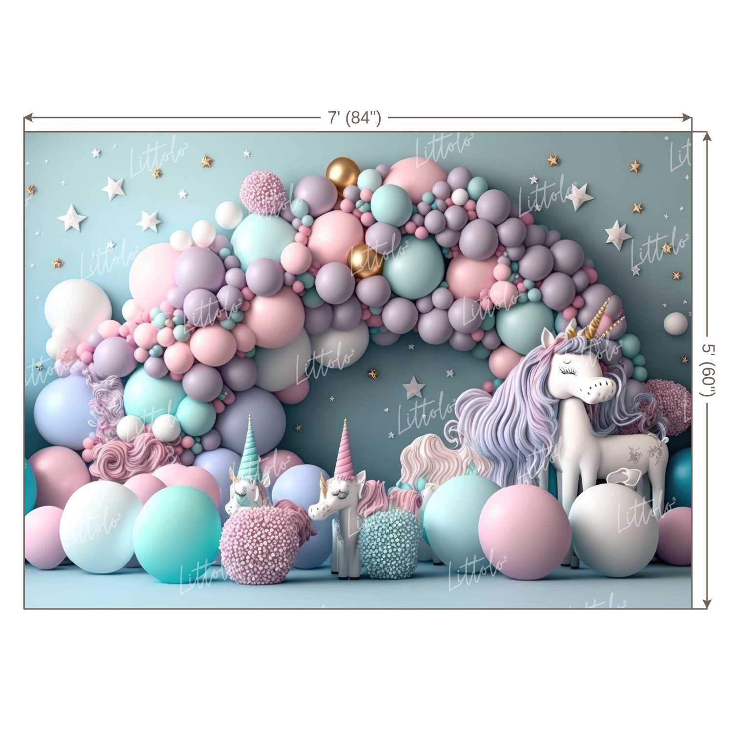 LB0569 Balloons Garland Unicorn Backdrop