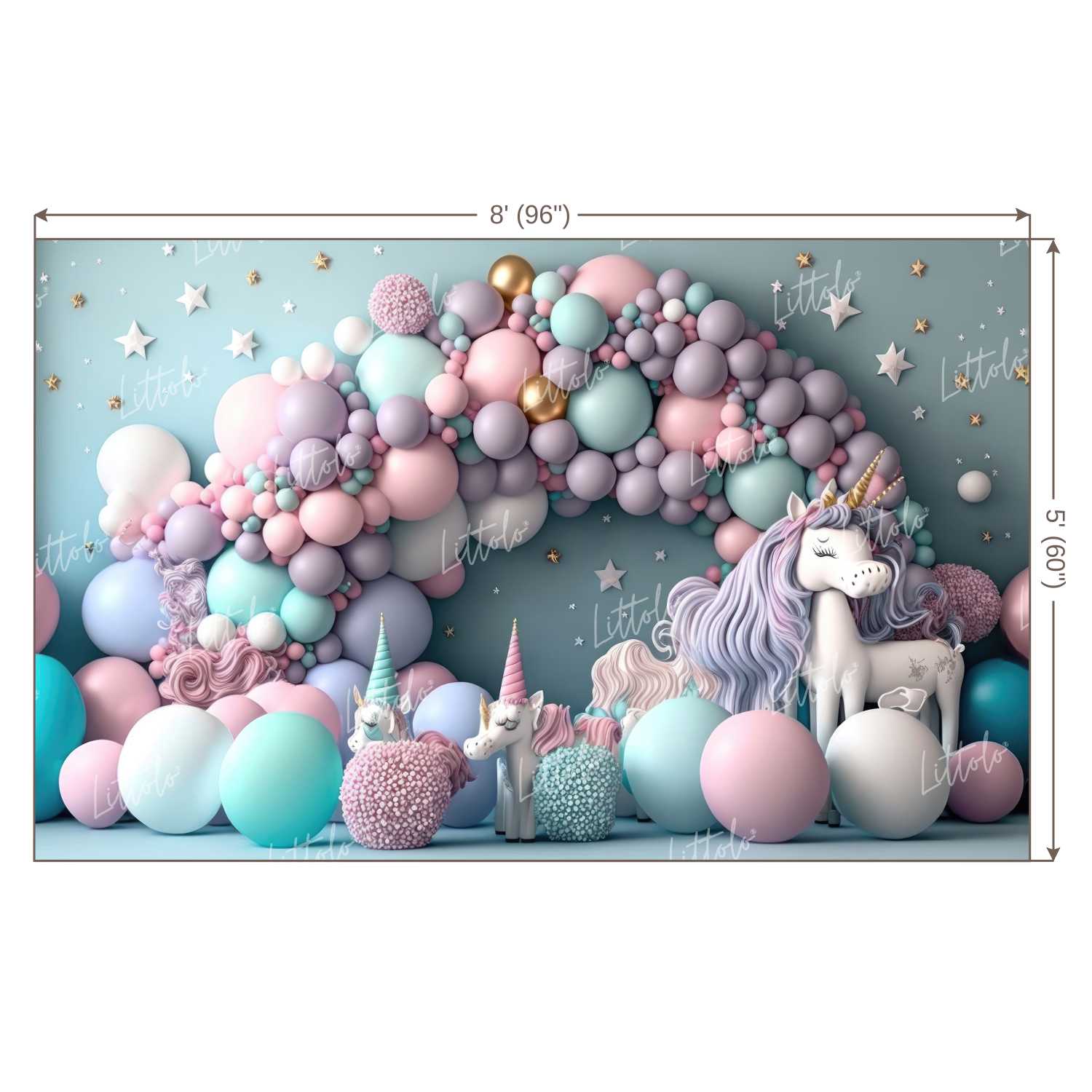 LB0569 Balloons Garland Unicorn Backdrop