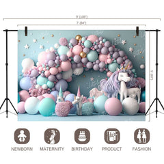 LB0569 Balloons Garland Unicorn Backdrop