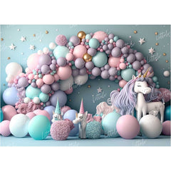 LB0569 Balloons Garland Unicorn Backdrop