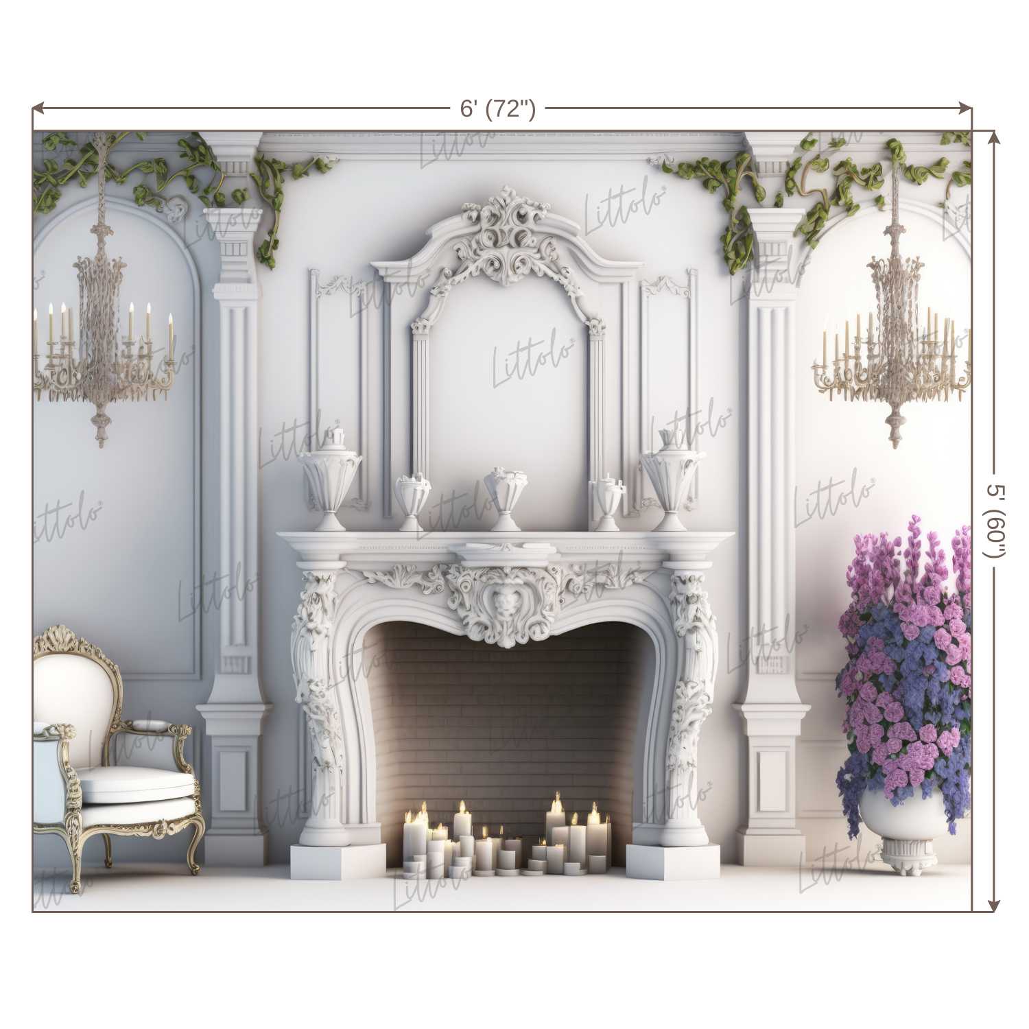 LB0575 Fireplace Decor Backdrop