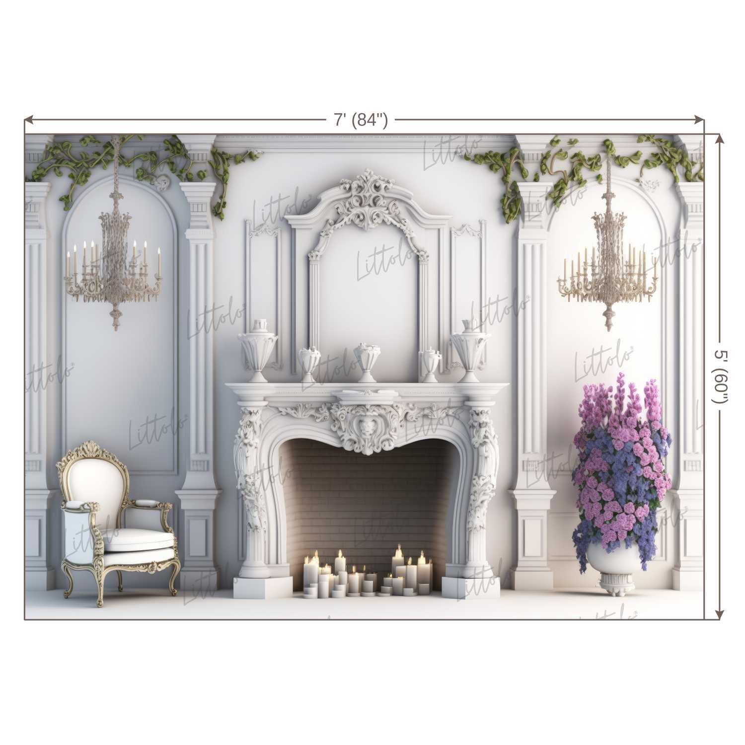 LB0575 Fireplace Decor Backdrop