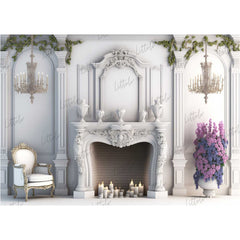 LB0575 Fireplace Decor Backdrop