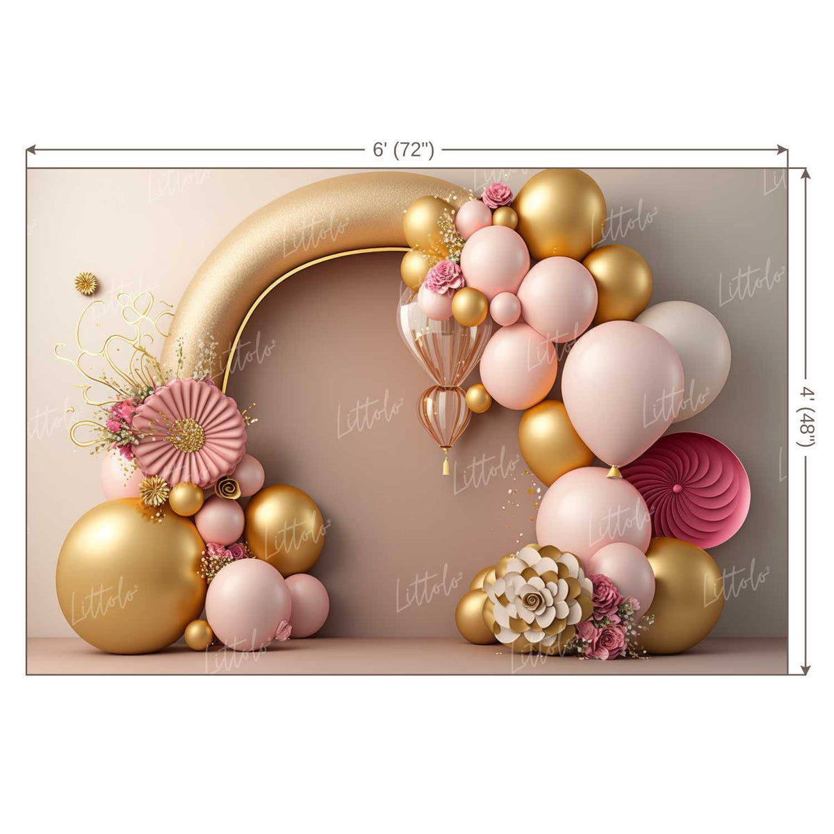 LB0576 Balloons Garland Princess &amp; Prince Backdrop