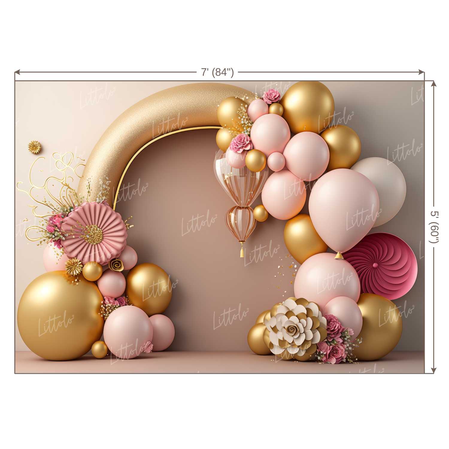 LB0576 Balloons Garland Princess &amp; Prince Backdrop