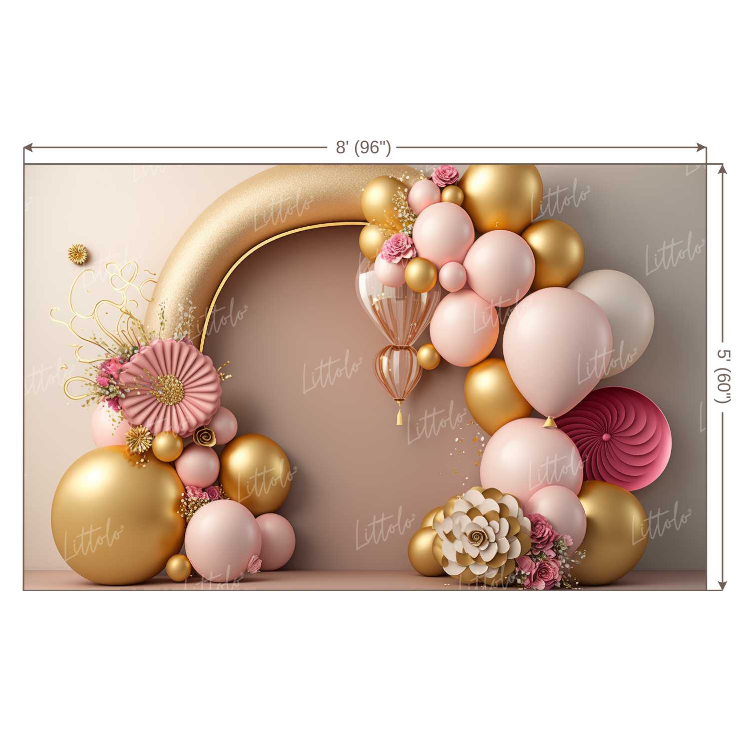 LB0576 Balloons Garland Princess &amp; Prince Backdrop