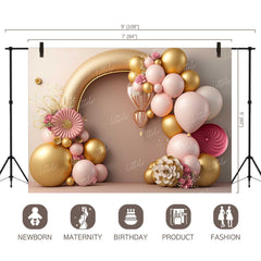 LB0576 Balloons Garland Princess &amp; Prince Backdrop