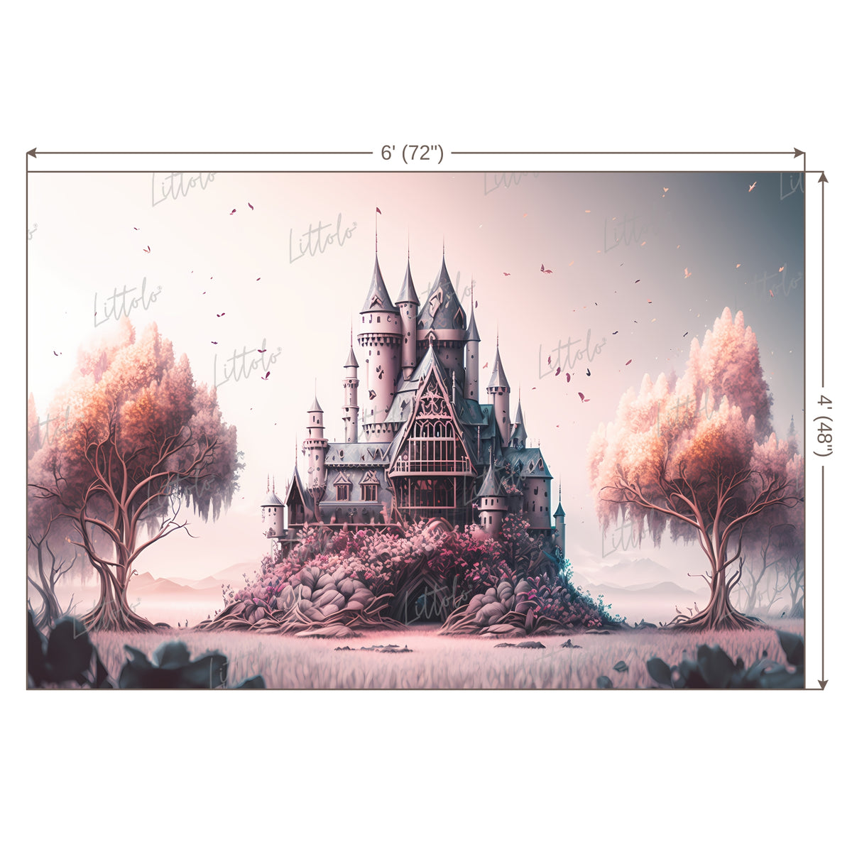 LB0582 Fairytale Princess Prince Castle Backdrop