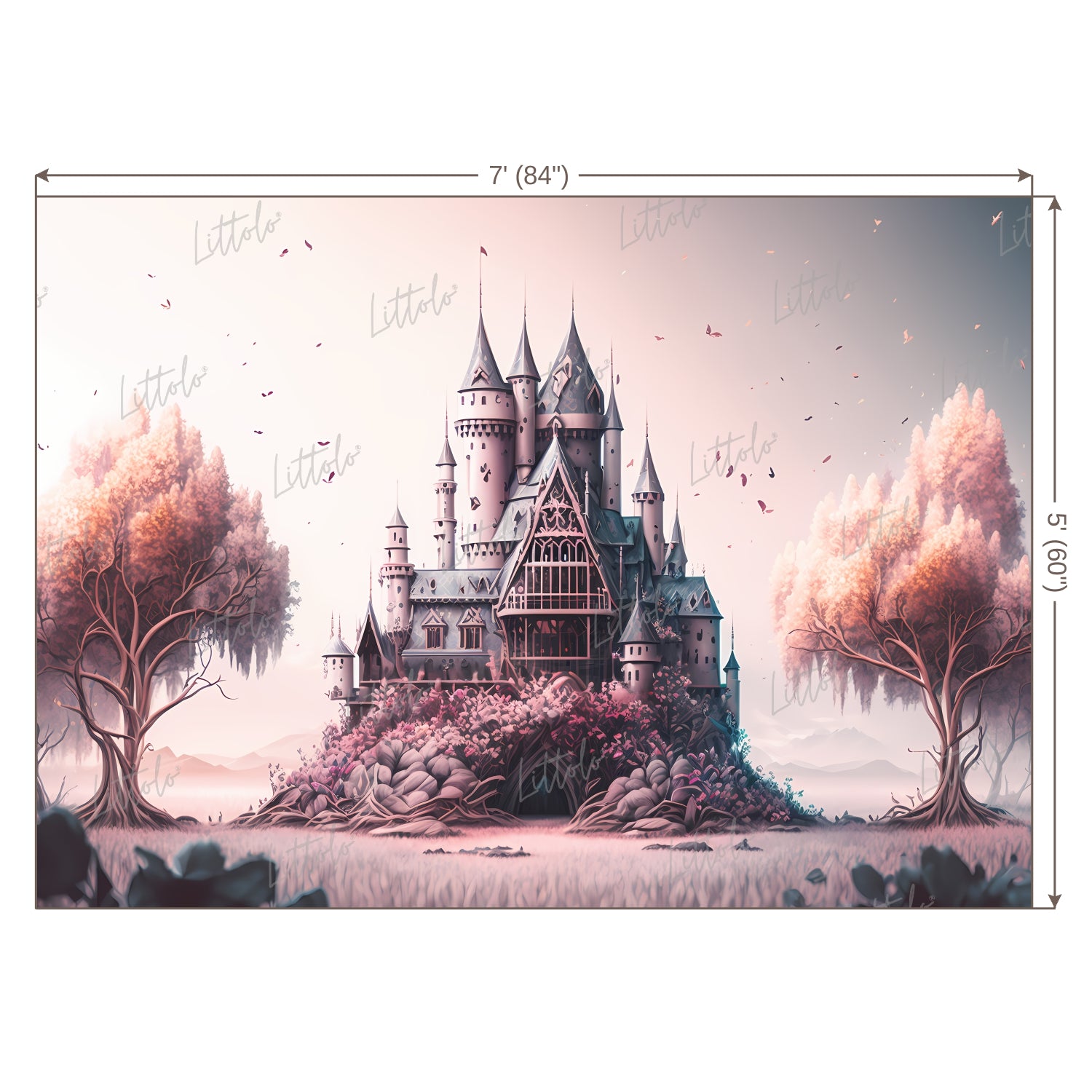 LB0582 Fairytale Princess Prince Castle Backdrop