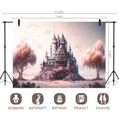 LB0582 Fairytale Princess Prince Castle Backdrop