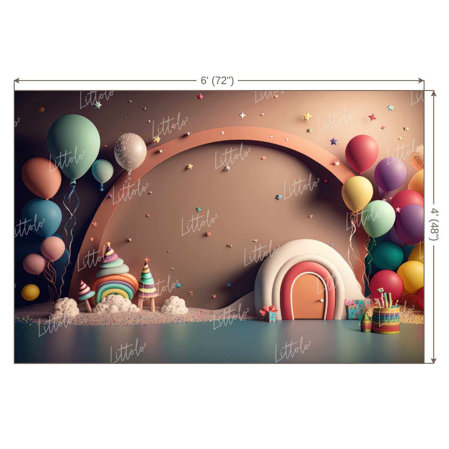 LB0584 Balloons Garland Rainbow Backdrop