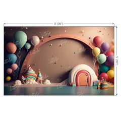 LB0584 Balloons Garland Rainbow Backdrop